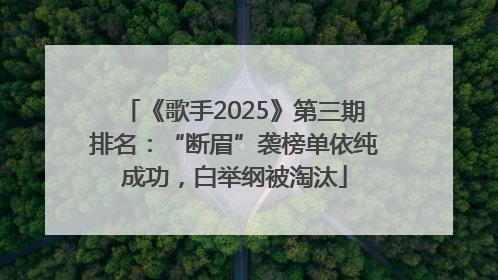 《歌手2025》第三期排名：“断眉”袭榜单依纯成功，白举纲被淘汰