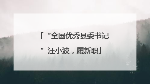 “全国优秀县委书记”汪小波，履新职