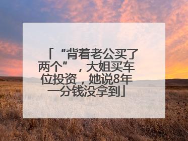 “背着老公买了两个”，大姐买车位投资，她说8年一分钱没拿到