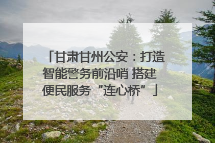 甘肃甘州公安：打造智能警务前沿哨 搭建便民服务“连心桥”