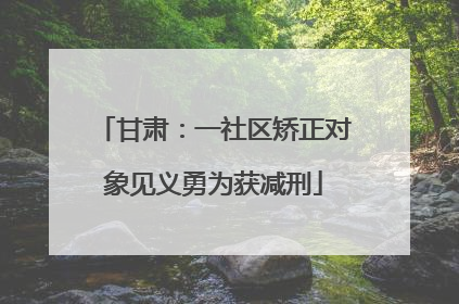 甘肃：一社区矫正对象见义勇为获减刑