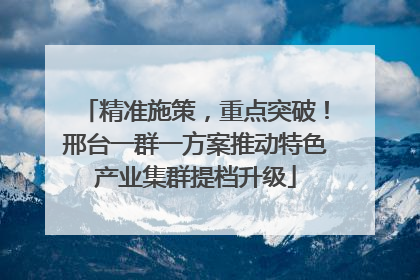 精准施策，重点突破！邢台一群一方案推动特色产业集群提档升级