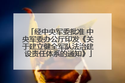 经中央军委批准 中央军委办公厅印发《关于建立健全军队法治建设责任体系的通知》