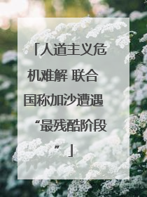 人道主义危机难解 联合国称加沙遭遇“最残酷阶段”