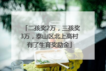 二孩奖2万，三孩奖3万，泰山区北上高村有了生育奖励金