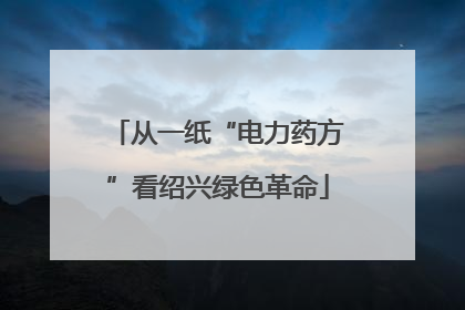 从一纸“电力药方”看绍兴绿色革命
