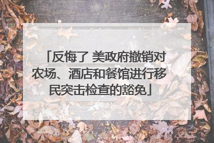 反悔了 美政府撤销对农场、酒店和餐馆进行移民突击检查的豁免