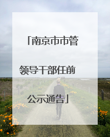 南京市市管领导干部任前公示通告