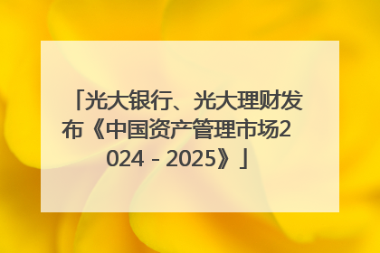 光大银行、光大理财发布《中国资产管理市场2024－2025》
