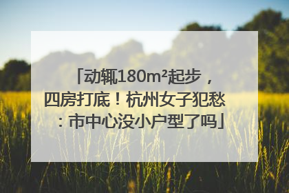 动辄180m²起步，四房打底！杭州女子犯愁：市中心没小户型了吗