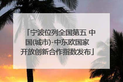 宁波位列全国第五 中国(城市)-中东欧国家开放创新合作指数发布