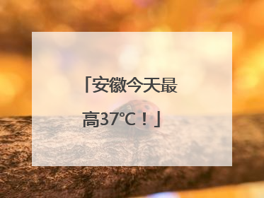 安徽今天最高37℃！