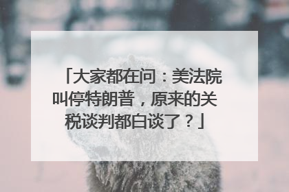 大家都在问：美法院叫停特朗普，原来的关税谈判都白谈了？