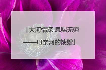 大河情深 恩赐无穷——母亲河的馈赠