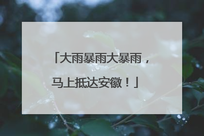 大雨暴雨大暴雨，马上抵达安徽！