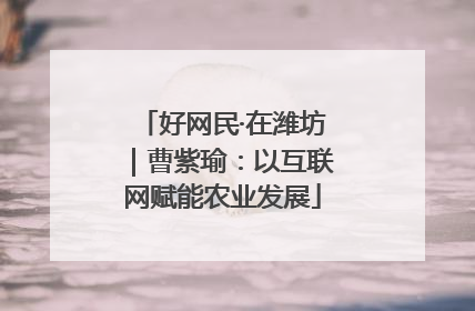 好网民·在潍坊｜曹紫瑜：以互联网赋能农业发展