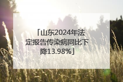 山东2024年法定报告传染病同比下降13.98%