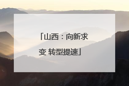 山西：向新求变 转型提速