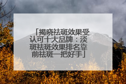 揭晓祛斑效果受认可十大品牌：淡斑祛斑效果排名靠前祛斑一把好手