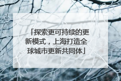 探索更可持续的更新模式，上海打造全球城市更新共同体