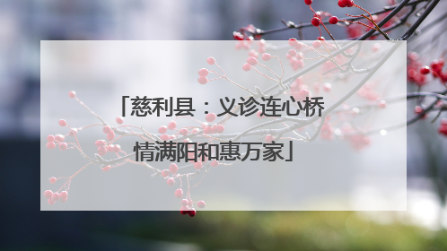 慈利县：义诊连心桥 情满阳和惠万家