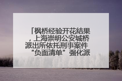 枫桥经验开花结果，上海崇明公安城桥派出所依托刑事案件“负面清单”强化派出所“主防”