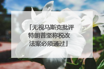 无视马斯克批评 特朗普坚称税改法案必须通过