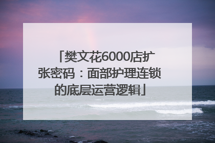 樊文花6000店扩张密码：面部护理连锁的底层运营逻辑