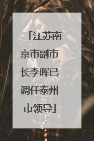 江苏南京市副市长李晖已调任泰州市领导
