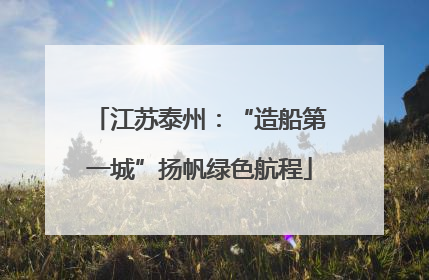 江苏泰州：“造船第一城”扬帆绿色航程
