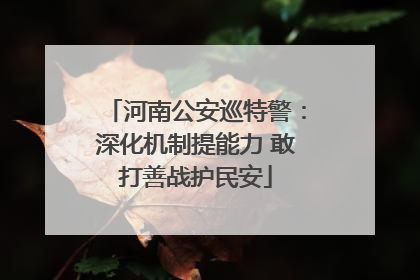 河南公安巡特警：深化机制提能力 敢打善战护民安