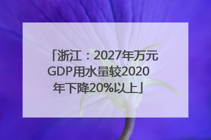 浙江：2027年万元GDP用水量较2020年下降20%以上