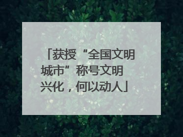 获授“全国文明城市”称号文明 兴化，何以动人