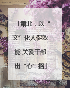 肃北：以“文”化人促效能 关爱干部出“心”招