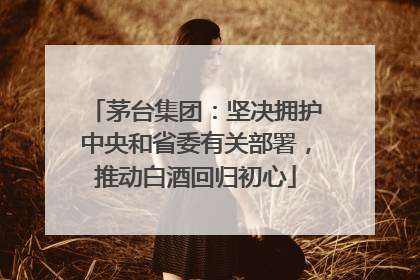 茅台集团：坚决拥护中央和省委有关部署，推动白酒回归初心