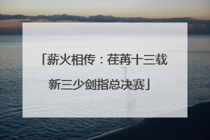 薪火相传：荏苒十三载 新三少剑指总决赛