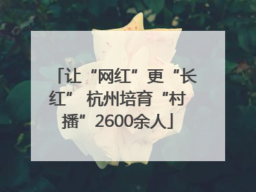 让“网红”更“长红” 杭州培育“村播”2600余人