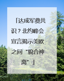 达成军费共识？北约峰会宣言揭示美欧之间“貌合神离”