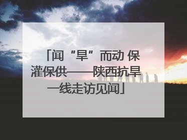 闻“旱”而动 保灌保供——陕西抗旱一线走访见闻