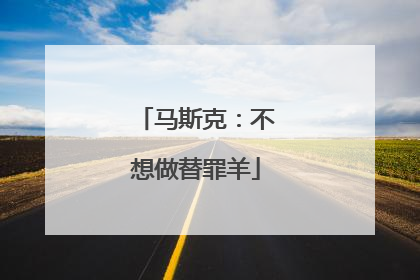 马斯克：不想做替罪羊
