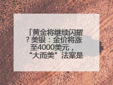 黄金将继续闪耀？美银：金价将涨至4000美元，“大而美”法案是关键！