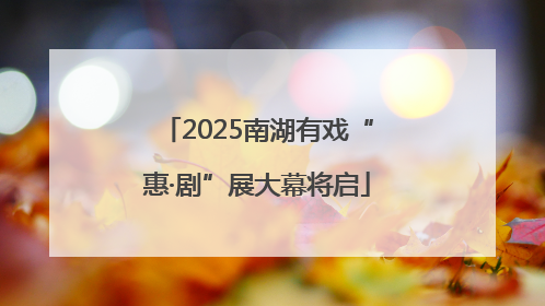 2025南湖有戏“惠·剧”展大幕将启