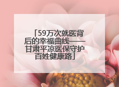 59万次就医背后的幸福曲线——甘肃平凉医保守护百姓健康路