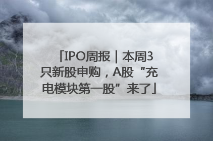 IPO周报｜本周3只新股申购，A股“充电模块第一股”来了